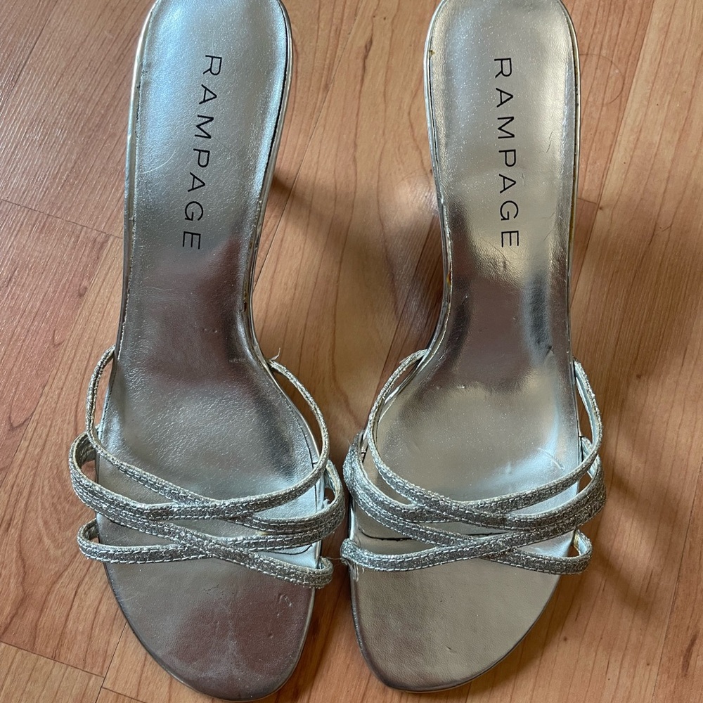 Rampage Metallic Silver Heels